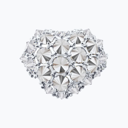 Серебряное кольцо с фианитами «Сердце с шипами»