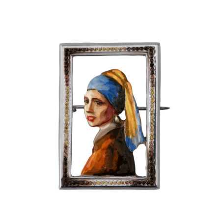 Брошь из серебра «Девушка с жемчужной серёжкой»