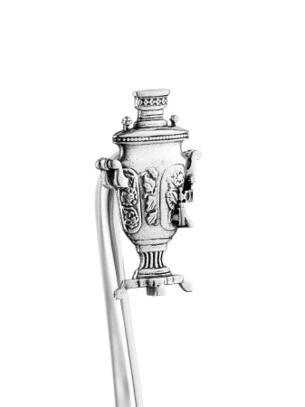 Серебряная закладка для книг «Самовар»