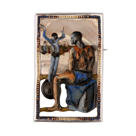 Серебряная брошь «Девочка на шаре»