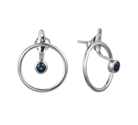 Серебряные серьги с натуральным сапфиром