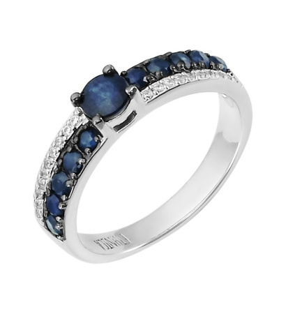 Кольцо из серебра с натуральным сапфиром