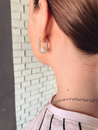 Серьги из серебра с жемчугом «Овал»