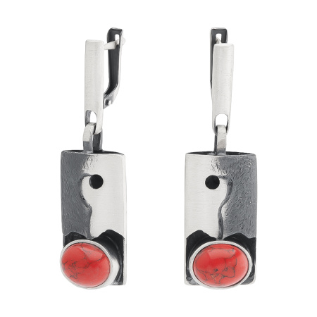 Серебряные серьги с кораллом