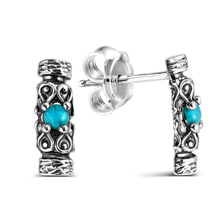 Серебряные серьги-гвоздики с бирюзой