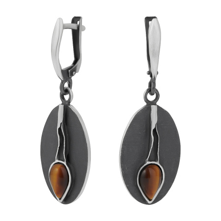 Серьги из серебра с тигровым глазом