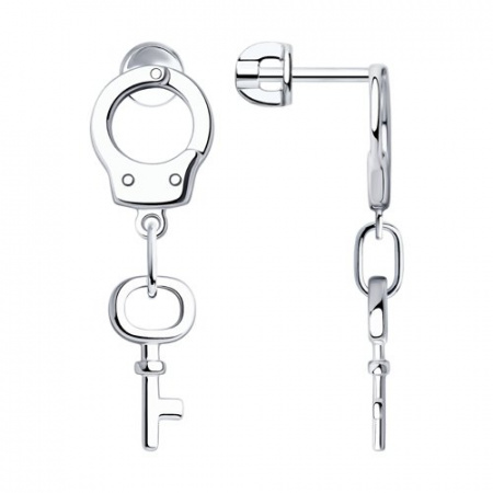 Серьги из серебра «Наручники и ключ»