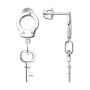 Серьги из серебра «Наручники и ключ»