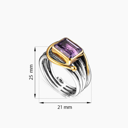 Серебряное кольцо «Аметистовая Грация»