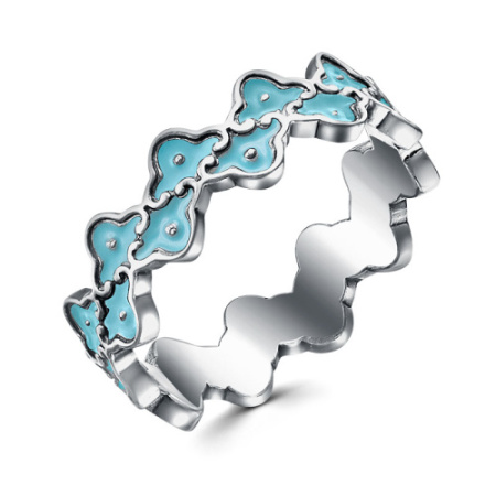 Кольцо из серебра с эмалью и фианитами