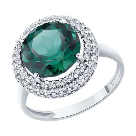 Кольцо из серебра с кварцем и фианитами