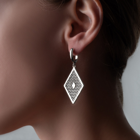 Серебряные серьги «Ромб»