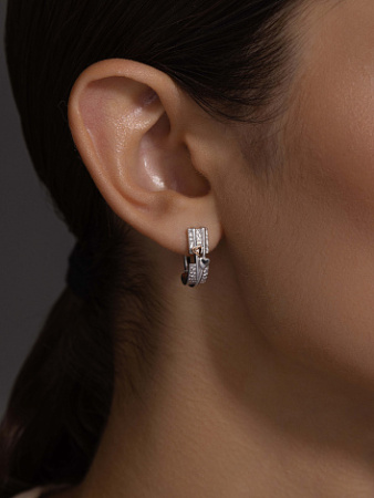 Серьги из серебра с бриллиантом «Сердце»