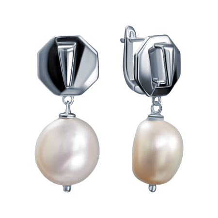 Серебряные серьги «Элемент» с жемчугом