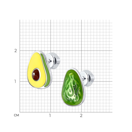 Серьги из серебра с эмалью Sokolov «Авокадо»