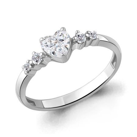 Кольцо из серебра с фианитами «Сердце»