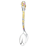 Серебряная детская ложка  DODO «Единорог» с розовой эмалью и позолотой