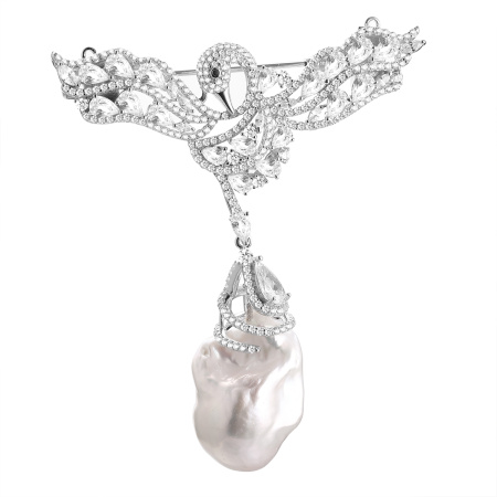 Брошь из серебра «Лебедь»