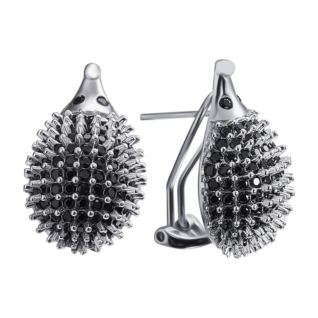 Серебрянные серьги с шпинелью «Еж»