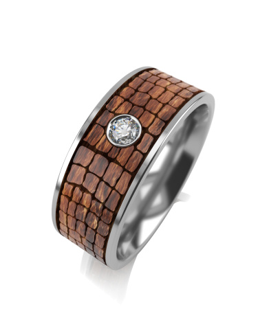 Кольцо из серебра с керамикой и фианитом