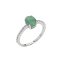 Кольцо с изумрудом и фианитами серебряное