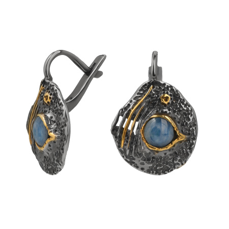 Серебряные серьги с кианитом