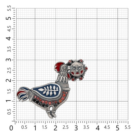 Брошь серебряная с фианитами «Курочка-Хранительница Очага»