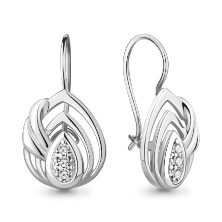 Серьги из серебра с фианитами