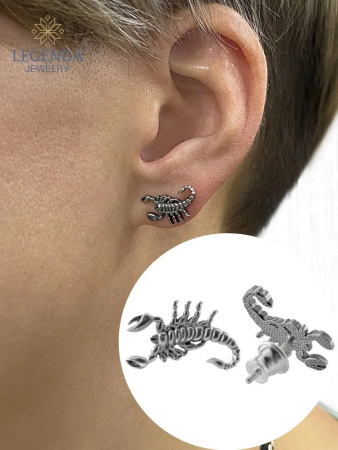 Пусеты из серебра «Скорпион»