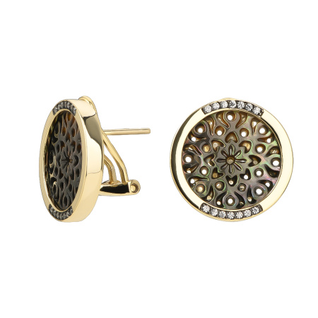 Серьги с перламутром и позолотой из серебра