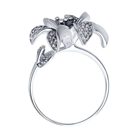 Кольцо из серебра с фианитами «Лилия»