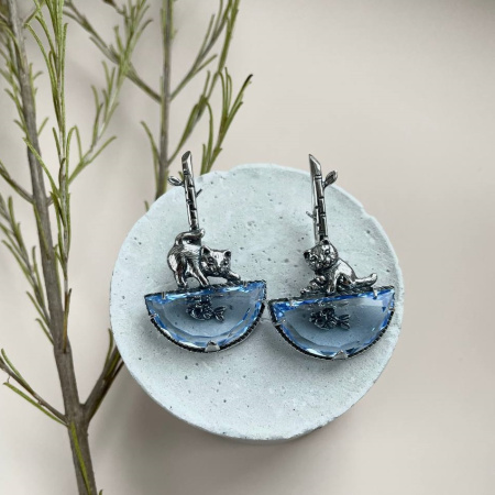 Серьги из серебра с перунитом «Озеро надежды»