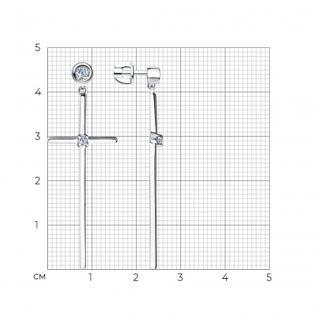 Серьги из серебра с фианитами «Крест»