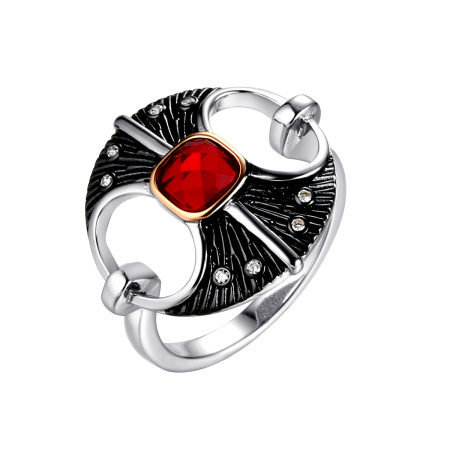 Кольцо из серебра с ситаллом и фианитами