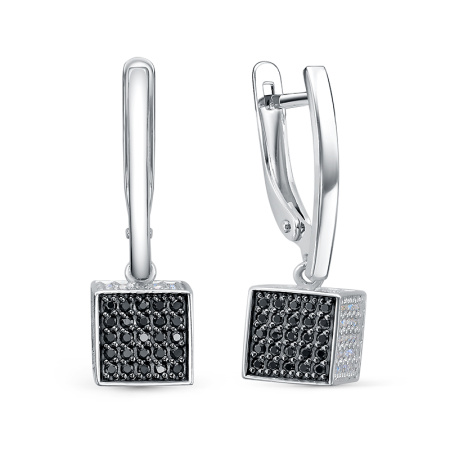 Серебряные серьги с фианитами «Куб»