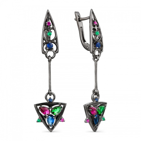 Серьги из серебра с эмалью «Готика»