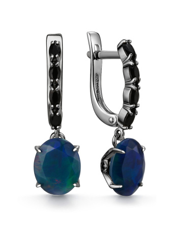 Серьги из серебра с опалом и шпинелью
