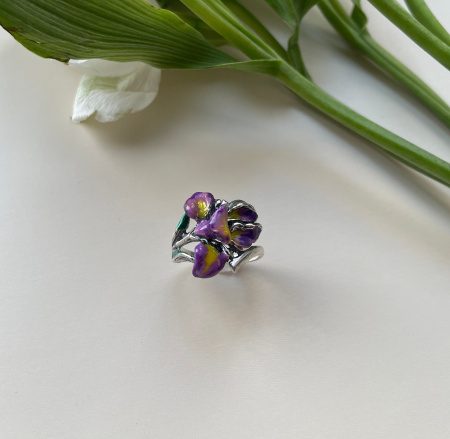 Серьги из серебра с эмалью «Ирисы»
