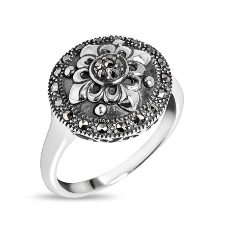 Серебряное кольцо с марказитами Swarovski