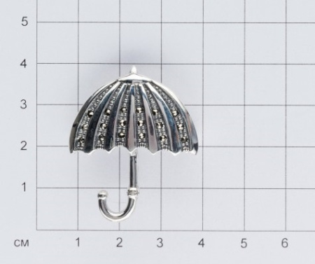 Серебряная брошь «Зонт»