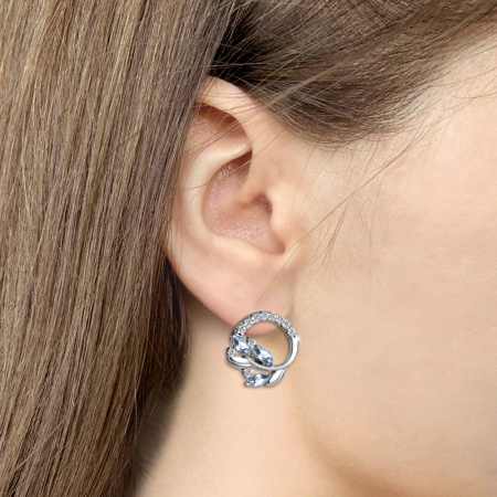 Серебряные серьги с топазом и фианитами