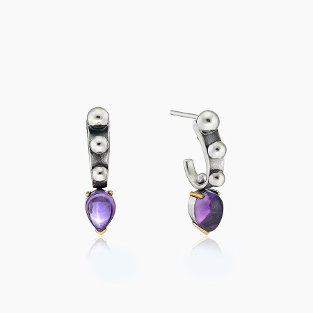 Серьги из серебра с камнем аметист