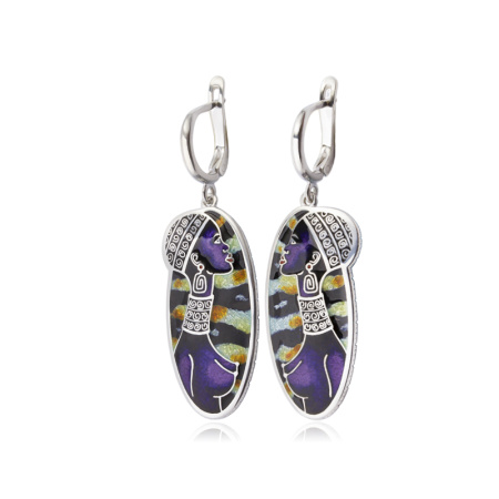 Серебряные серьги «Кения» с эмалью
