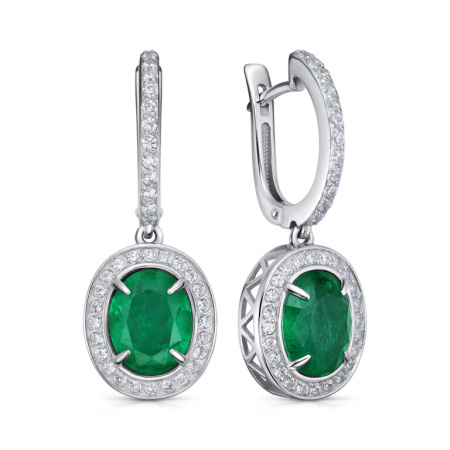 Серьги из серебра с алпанитом и фианитами