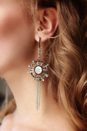 Серебряные серьги «Штурвал» с перламутром