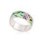 Серебряное кольцо с эмалью зеленого цвета «Ирисы»