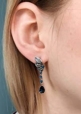 Серьги из серебра с топазами «Русская душа»