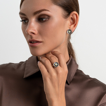 Серебряное кольцо «Небесный Диск» с опалом