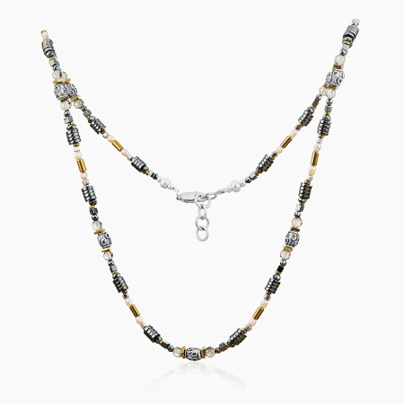 Колье из серебра с камнем дымчатый кварц