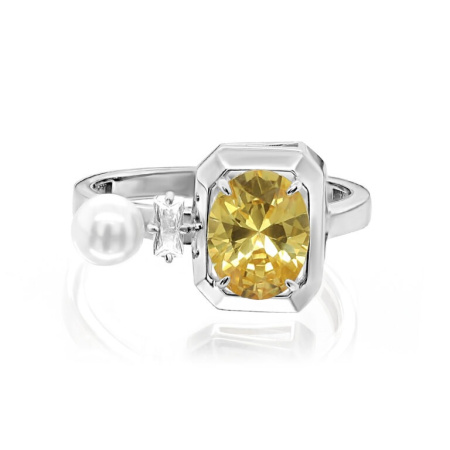 Кольцо из серебра с фианитом и жемчугом